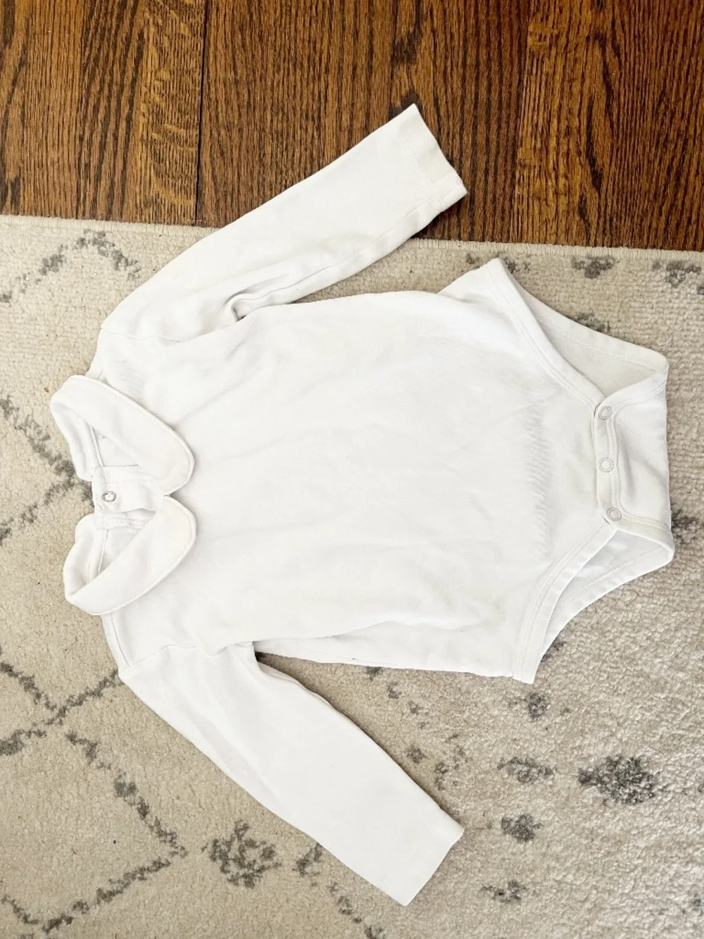 Primary White Peter Pan Collar Long-Sleeve Bodysuit